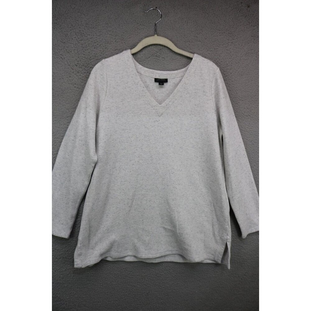 J.Jill Wearable Long Sleeve Ribbed Neutral Tunic Top-Size Medium